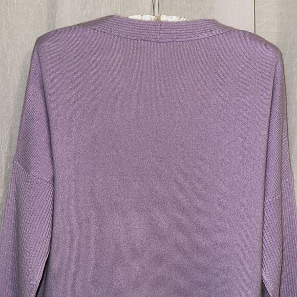 Talbots Haven M Lavender 💯Cashmere V neck Pullover Long Fine Knit Sweater - Picture 4 of 11